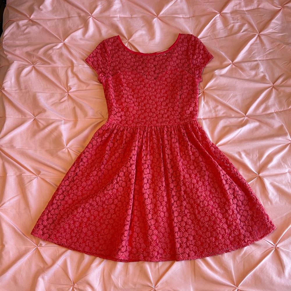 Altar’d State Coral Floral Lace Dress Size M
